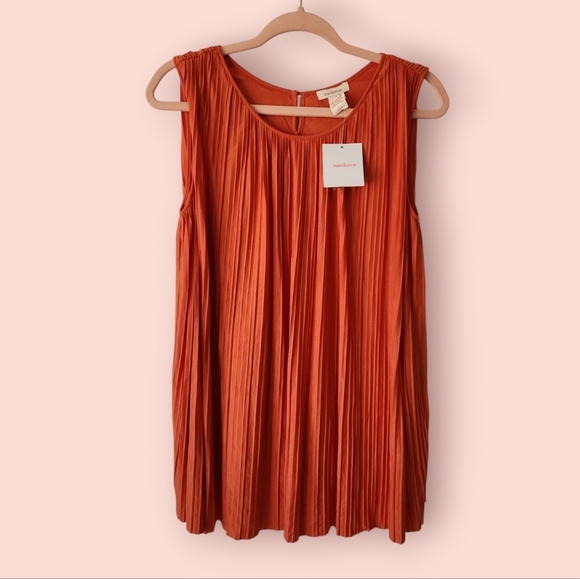 NWT Sundance | Katie Pleated Tank Top Size S Orange Flowy - Picture 1 of 8